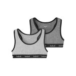 Lot de 2 brassi�res fille en coton gris