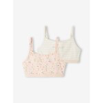 Lot de 2 brassières fille flowers rose poudré Lot de 2 brassières fille flowers rose poudré