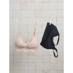 Lot de 2 brassi�res grossesse et allaitement sans coutures dentelle beige + noir