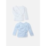 Lot de 2 brassières À liens bébé blanc / bleu layette Lot de 2 brassières À liens bébé blanc / bleu layette