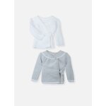 Lot de 2 brassières À liens bébé blanc / gris Lot de 2 brassières À liens bébé blanc / gris