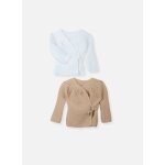 Lot de 2 brassières À liens bébé blanc / moka Lot de 2 brassières À liens bébé blanc / moka