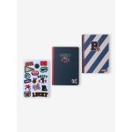Lot de 2 cahiers et stickers papier marine