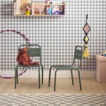 Lot de 2 chaises en m�tal pour enfant kaki