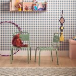 Lot de 2 chaises en m�tal pour enfant vert clair