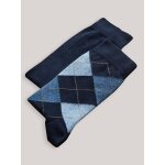 Lot de 2 chaussettes intarsia et unie bleu fonce Lot de 2 chaussettes intarsia et unie bleu fonce