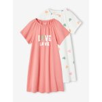 Lot de 2 chemises de nuit coeurs corail Lot de 2 chemises de nuit coeurs corail
