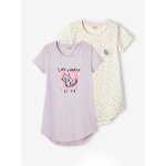 Lot de 2 chemises de nuit coeurs lilas poudré Lot de 2 chemises de nuit coeurs lilas poudré