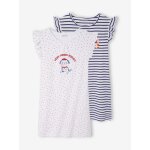 Lot de 2 chemise de nuit fille marine Lot de 2 chemise de nuit fille marine