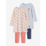 Lot de 2 chemises de nuit pommes + legging rose