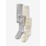 Lot de 2 collants bande lurex fille gris chin