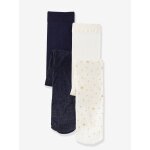 Lot de 2 collants fantaisie dtails brillants fille en polyamide lot beige irise