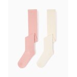 Lot de 2 collants en maille unie / ajour�e multicolore