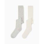 Lot de 2 collants � pois / maille torsad�e multicolore