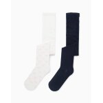 Lot de 2 collants unis / � motif multicolore
