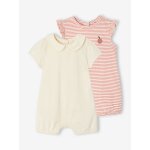 Lot de 2 combi - shorts naissance vieux rose