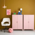 Lot de 2 commodes / armoires m�tal 2 portes soho l 75 x p 33 x h 110 cm rose