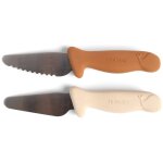 Lot de 2 couteaux d'apprentissage cannelle et blanc cass� cannelle, ivoire
