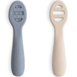 Lot de 2 cuill�res d'apprentissage bleu, �cru