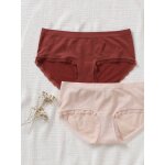 Lot de 2 culottes de grossesse sans coutures en microfibre lot rose et rouge