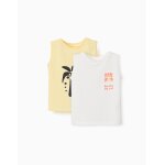 Lot de 2 d�bardeurs en coton avec imprim�s plage blanc