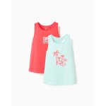Lot de 2 d�bardeurs en coton avec imprim�s plage bleu clair
