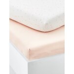 Lot de 2 draps - housses bb en coton rose ple