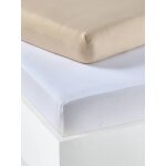 Lot de 2 draps - housses b�b� en jersey extensible beige