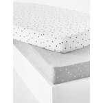 Lot de 2 draps - housses bb en jersey extensible imprim toiles gris chin / blanc