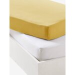 Lot de 2 draps - housses bb en jersey extensible jaune curry