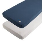 Lot de 2 draps housse en coton pour lit b�b� - petit coeur bleu