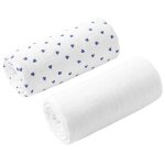 Lot de 2 draps housses couffin en gaze de coton lovio bleu
