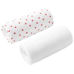 Lot de 2 draps housses couffin en gaze de coton lovio rouge