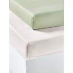 Lot de 2 draps - housses enfant en coton recycl� vert sauge