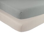 Lot de 2 draps - housses lit b�b� vert argile