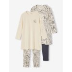 Lot 2 ensembles chemises de nuit + legging lopard fille cru