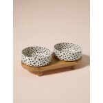 Lot 2 gamelles c�ramique avec support blanc imprim�