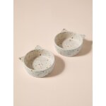 Lot de 2 gamelles pour chat en c�ramique �cru