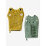 Lot de 2 gants de toilette animorigolo vert sauge