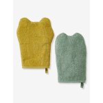 Lot de 2 gants de toilette animorigolo vert sauge