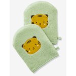 Lot de 2 gants de toilette vert