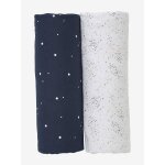 Lot de 2 housses pour berceau et cododo en coton bio * marine / �cru