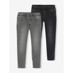 Lot 2 jeans slim taille elastiquee et ajustable denim gris