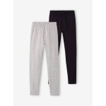 Lot de 2 leggings basics unis fille gris chin + noir