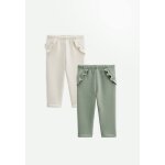 Lot de 2 leggings b�b� en molleton ultra chaud lison vert