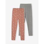 Lot de 2 leggings fille basics bois de rose
