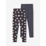 Lot de 2 leggings fille basics gris fonc�