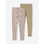 Lot de 2 leggings fille basics kaki
