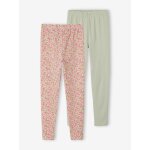 Lot de 2 leggings fille basics vert sauge