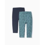 Lot de 2 leggings floral / uni bleu foncé Lot de 2 leggings floral / uni bleu foncé